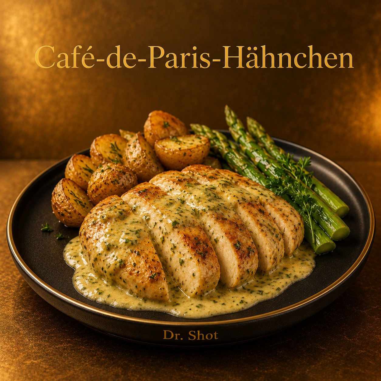 Café-de-Paris-Hähnchen bei Dr. Shot